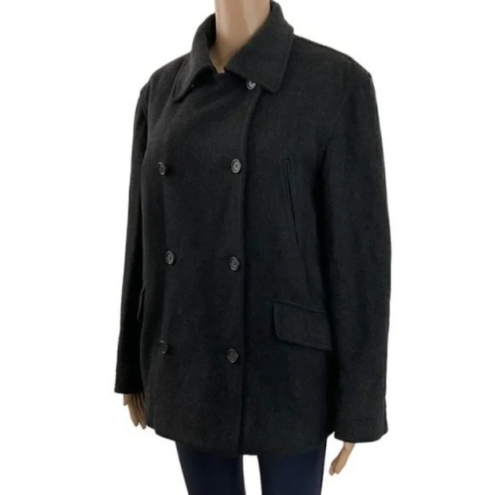 J.Crew Double Breasted Wool Jacket Gray Vintage Size Medium Lined